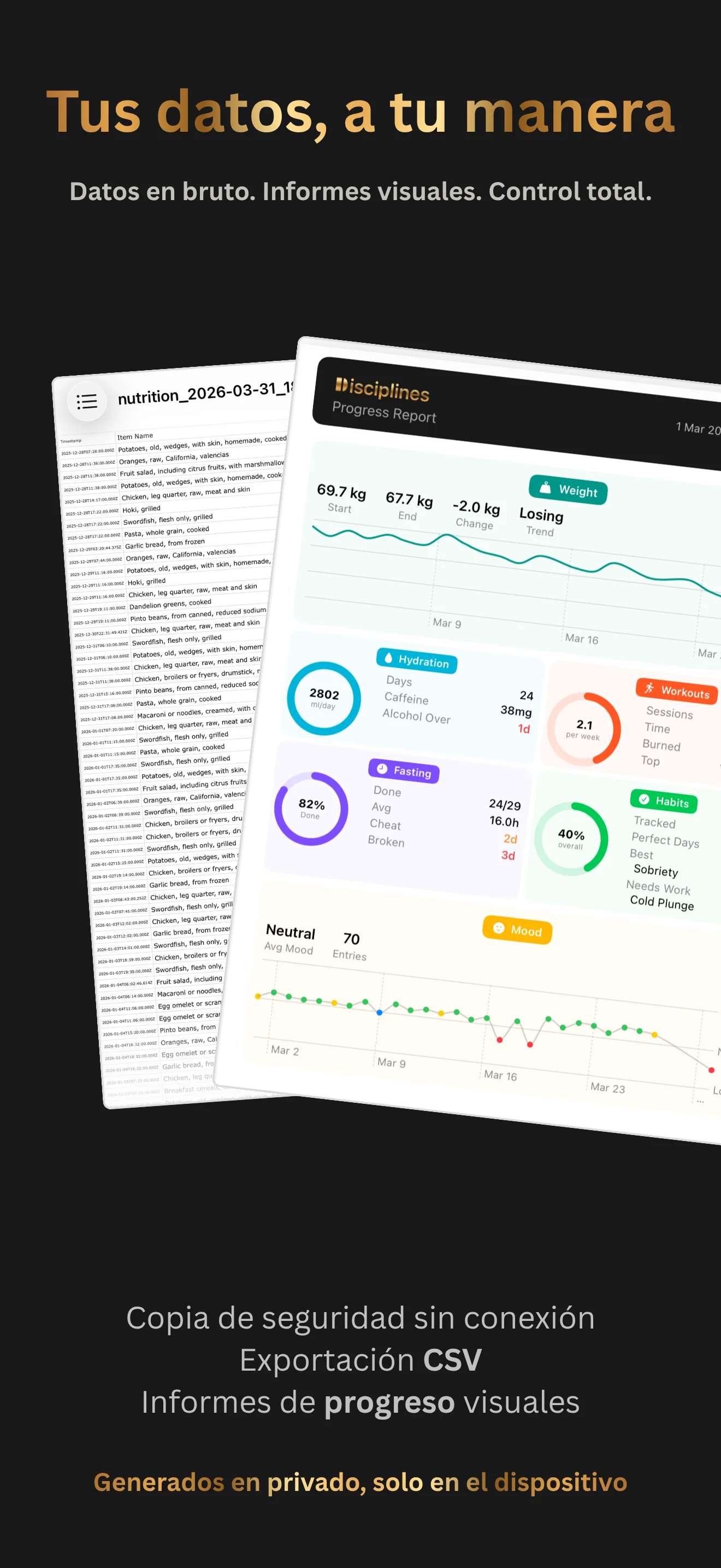 Disciplines app - Privacy settings